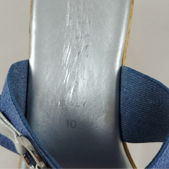 Italian Shoemakers Vivian Slip On Wedge Platform Denim Blue Sandals Straps Sz 10 - Picture 8 of 15